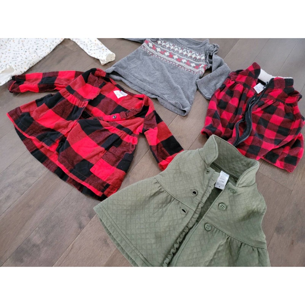 Baby Girl Clothes LOT Bundle Carters 6-12 Month Christmas Xmas Outfits Vest - Picture 8 of 11
